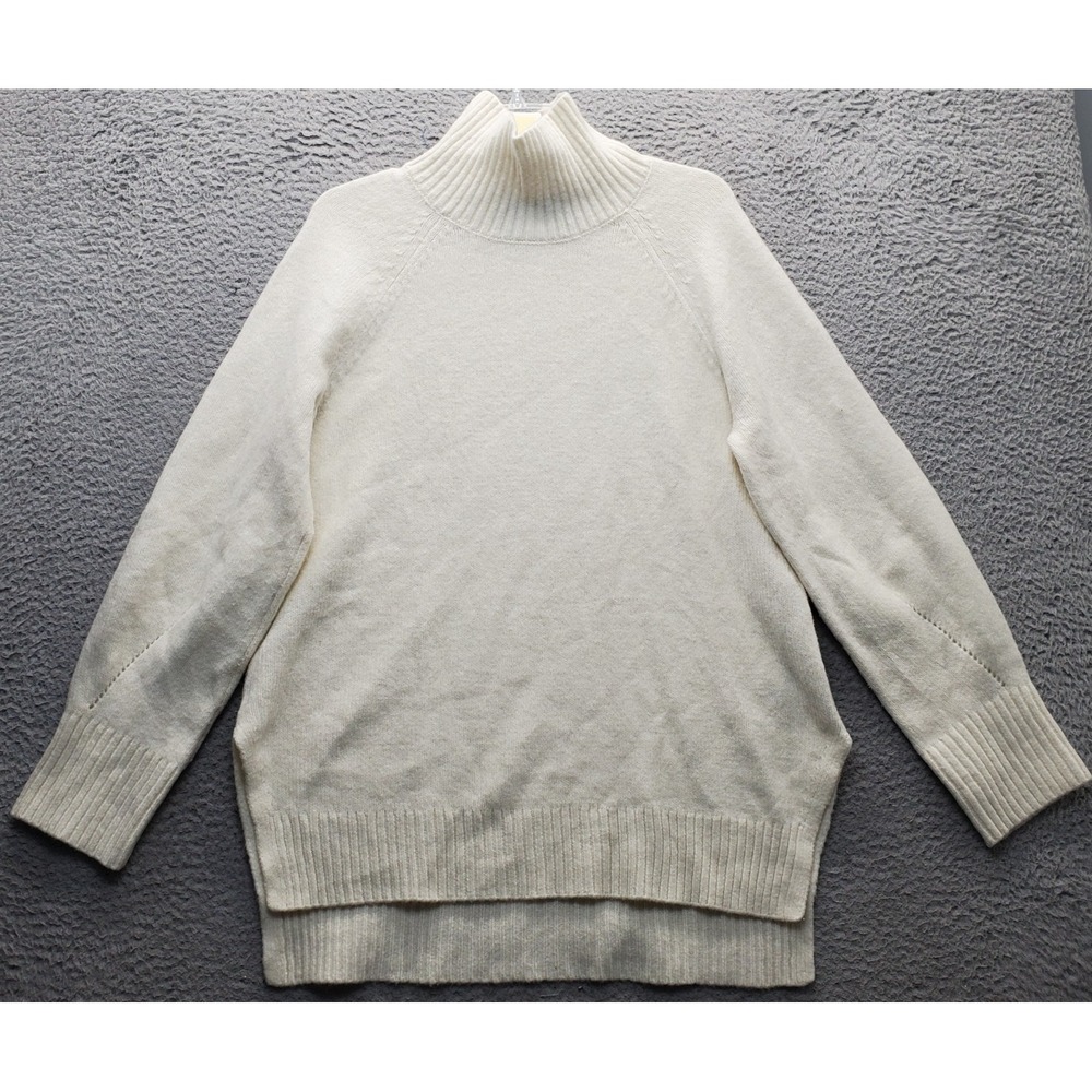 Calvin Klein Jean Sweater Womens XL Tan Knit Raglan Sleeve Turtle Neck High Low